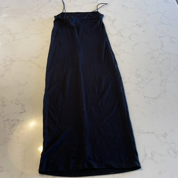 Mind Code Ribbed Spaghetti strap Midi Fitted Dress - Picture 3 of 5